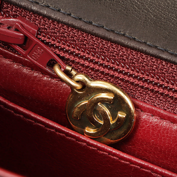 Chanel Around 1995 Made Classic Flap Handbag With Micro Bag Black