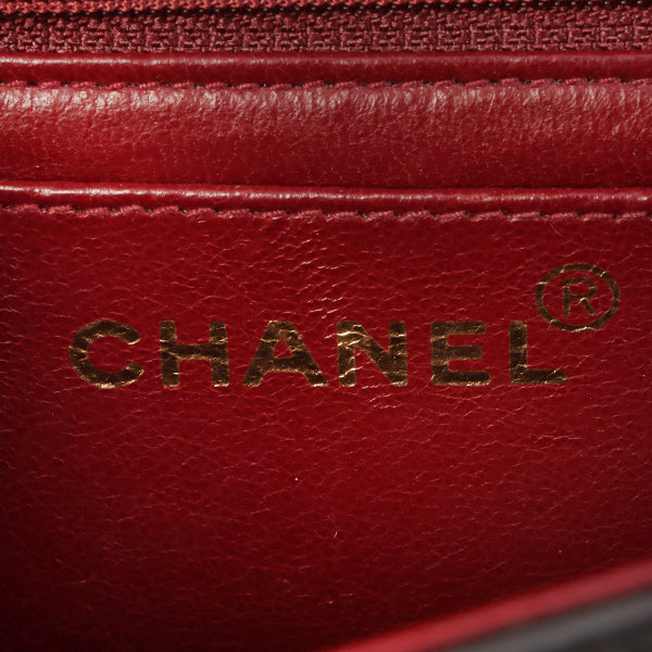 Chanel Around 1995 Made Classic Flap Handbag With Micro Bag Black