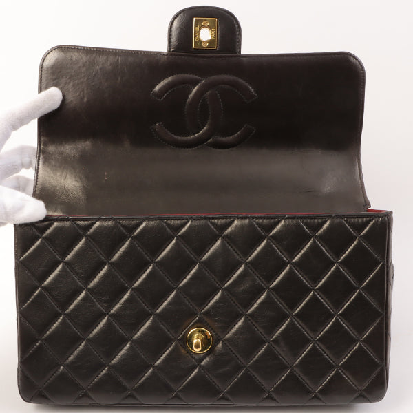 Chanel Around 1995 Made Classic Flap Handbag With Micro Bag Black