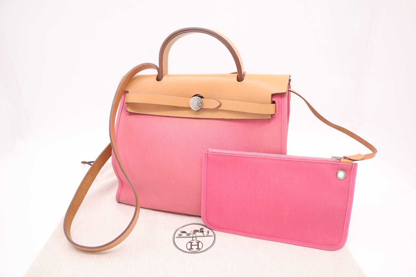 Hermes Herbag Zip 31 in Pink Canvas