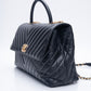 CHANEL Black Chevron Quilted Medium Coco Handle Flap Bag