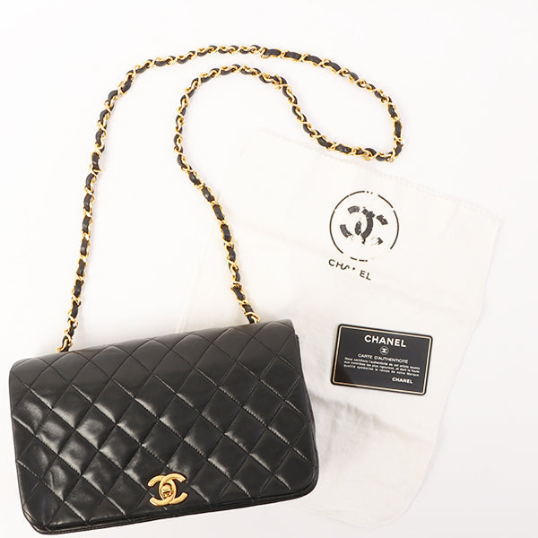 Chanel Around 1990 Made Full Flap Chain Bag 23Cm Black