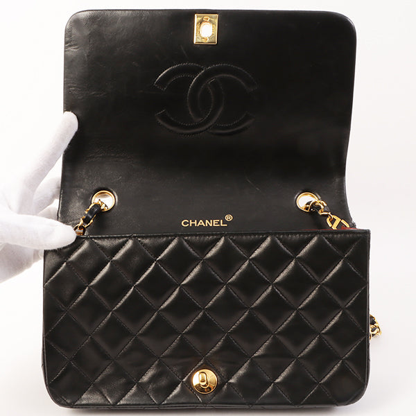Chanel Around 1990 Made Full Flap Chain Bag 23Cm Black