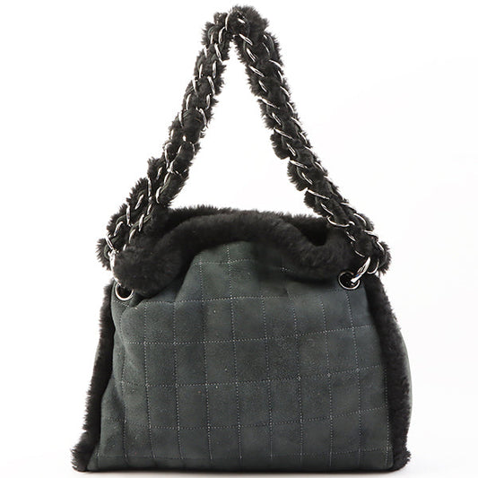 Chanel Around 2006 Made Mouton Cc Mark Stitch Shoulder Bag With Pouch Black