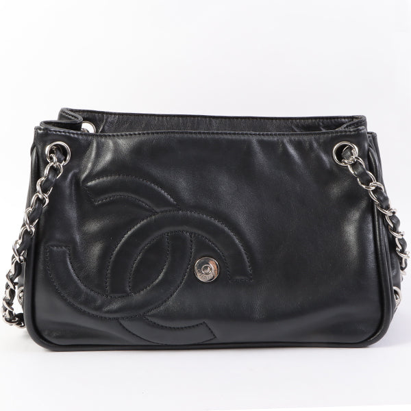 Chanel Around 2007 Made Cc Mark Stitch Chain Shoulder Bag Black