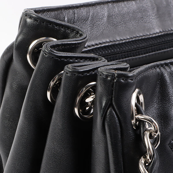 Chanel Around 2007 Made Cc Mark Stitch Chain Shoulder Bag Black