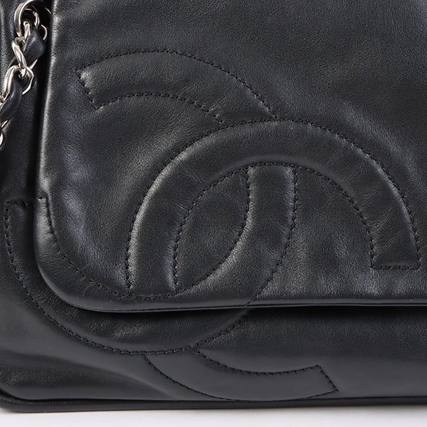 Chanel Around 2007 Made Cc Mark Stitch Chain Shoulder Bag Black
