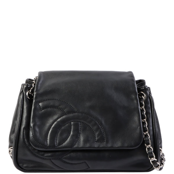Chanel Around 2007 Made Cc Mark Stitch Chain Shoulder Bag Black