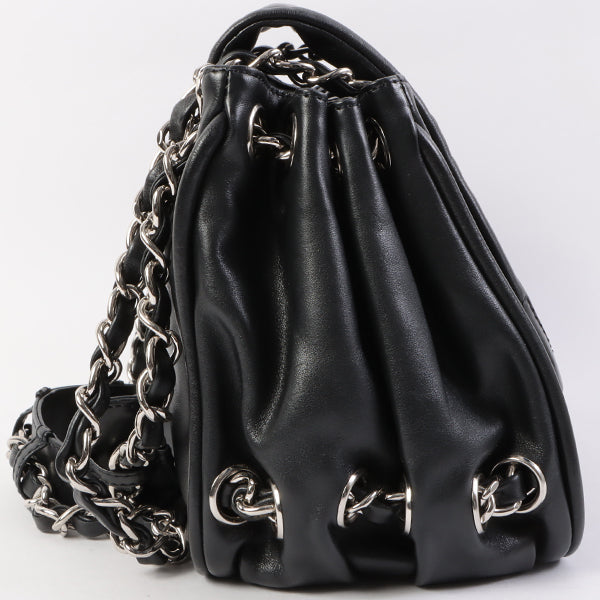Chanel Around 2007 Made Cc Mark Stitch Chain Shoulder Bag Black