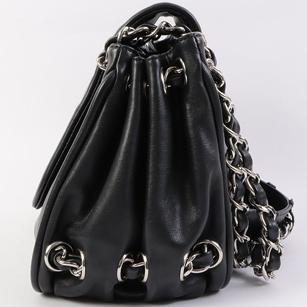 Chanel Around 2007 Made Cc Mark Stitch Chain Shoulder Bag Black