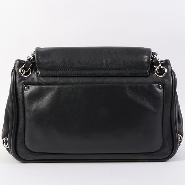 Chanel Around 2007 Made Cc Mark Stitch Chain Shoulder Bag Black