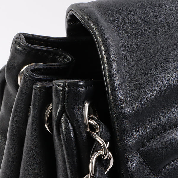 Chanel Around 2007 Made Cc Mark Stitch Chain Shoulder Bag Black