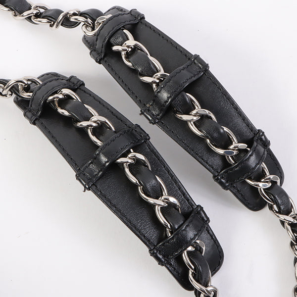 Chanel Around 2007 Made Cc Mark Stitch Chain Shoulder Bag Black