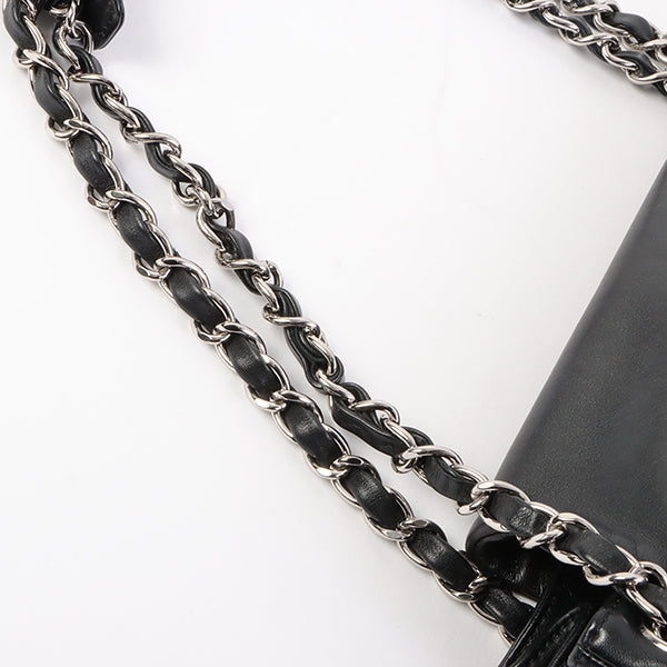 Chanel Around 2007 Made Cc Mark Stitch Chain Shoulder Bag Black