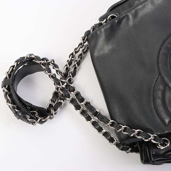 Chanel Around 2007 Made Cc Mark Stitch Chain Shoulder Bag Black