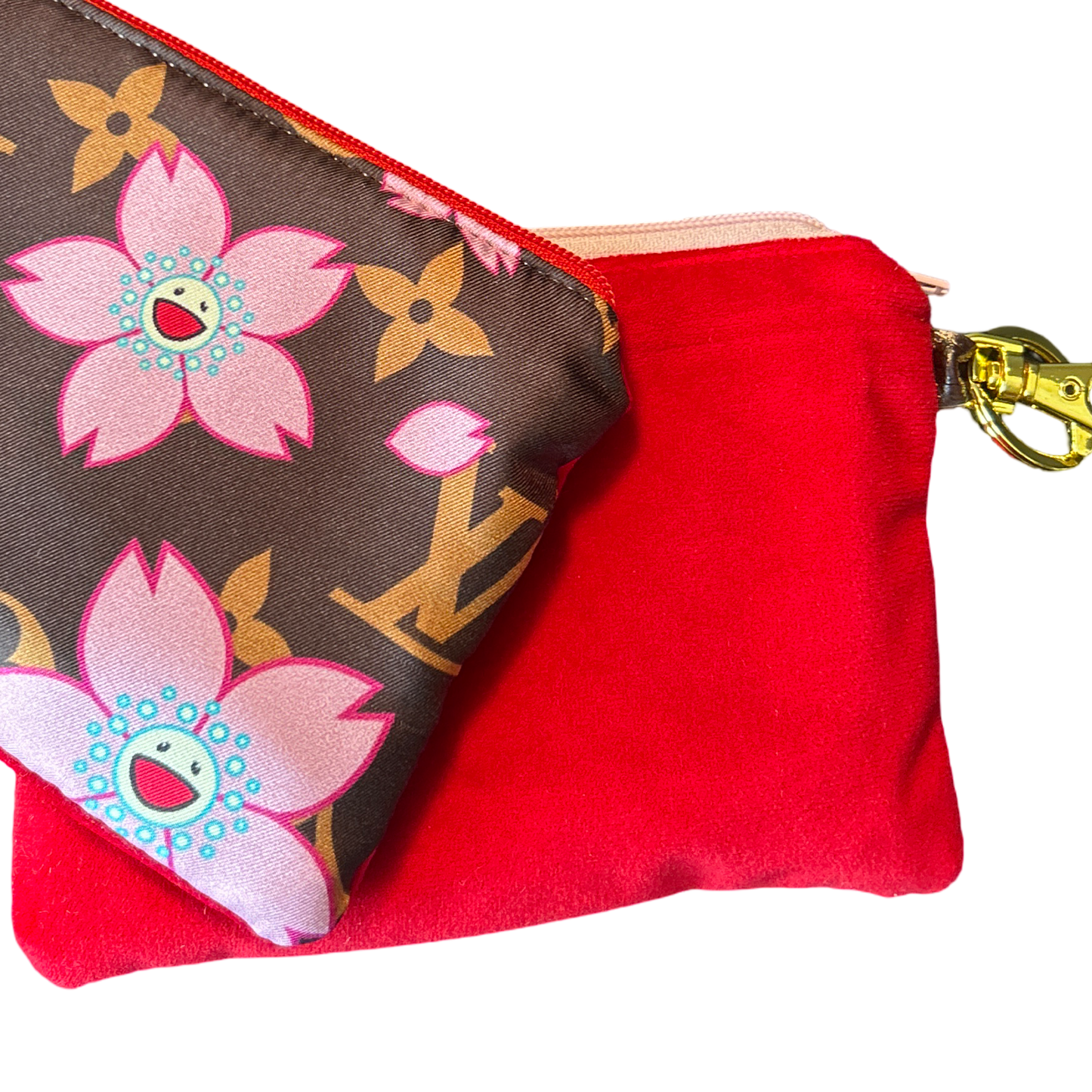 LV Monogram Cherry Blossom   Silk Scarf Coffee Run Keychain Bag