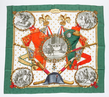 Hermes Green Napoleon Silk Scarf