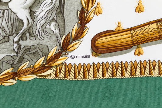 Hermes Green Napoleon Silk Scarf