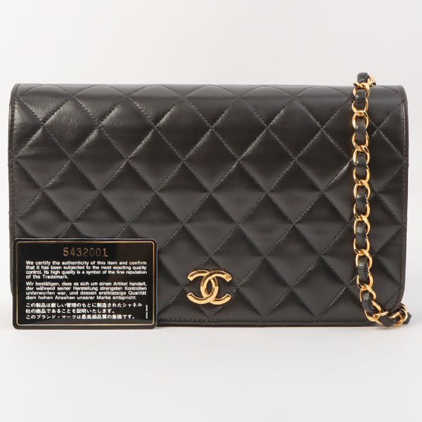 Chanel Around 1998 Made Full Flap Cc Mark Plate Chain Bag Black