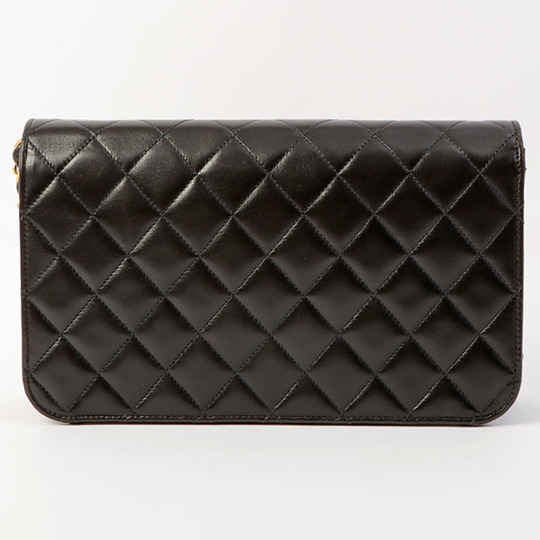 Chanel Around 1998 Made Full Flap Cc Mark Plate Chain Bag Black