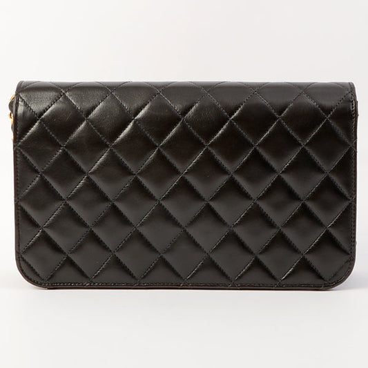 Chanel Around 1998 Made Full Flap Cc Mark Plate Chain Bag Black