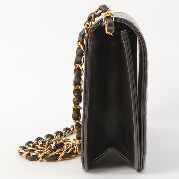 Chanel Around 1998 Made Full Flap Cc Mark Plate Chain Bag Black