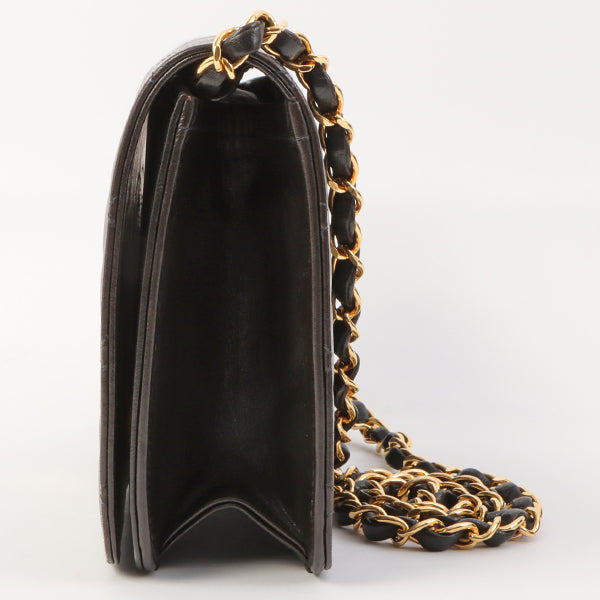 Chanel Around 1998 Made Full Flap Cc Mark Plate Chain Bag Black