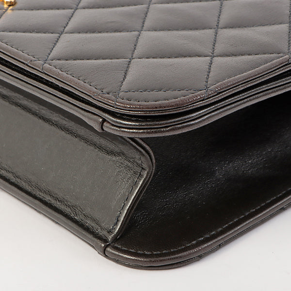 Chanel Around 1998 Made Full Flap Cc Mark Plate Chain Bag Black