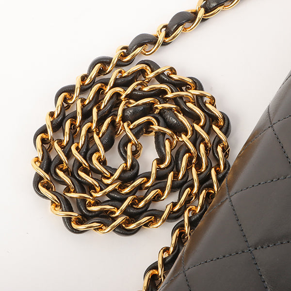 Chanel Around 1998 Made Full Flap Cc Mark Plate Chain Bag Black