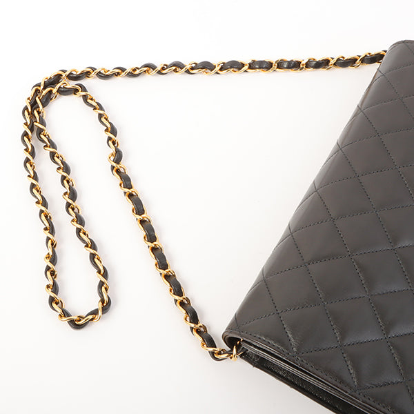 Chanel Around 1998 Made Full Flap Cc Mark Plate Chain Bag Black