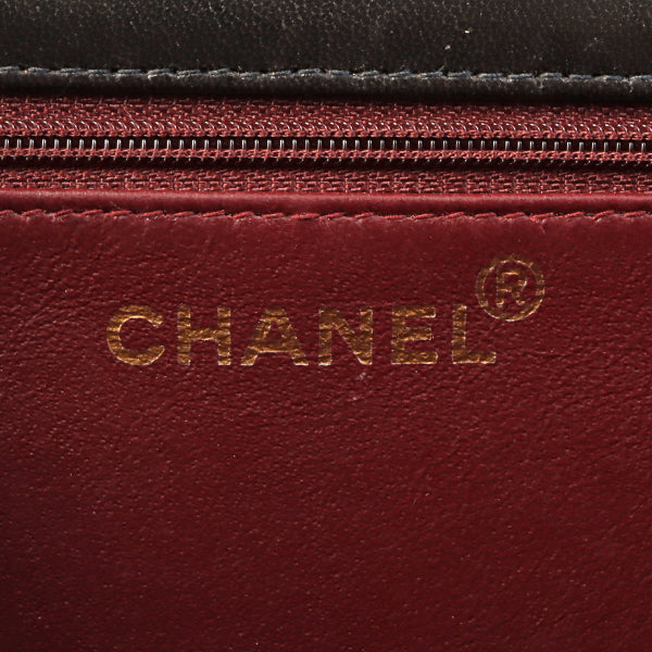 Chanel Around 1998 Made Full Flap Cc Mark Plate Chain Bag Black