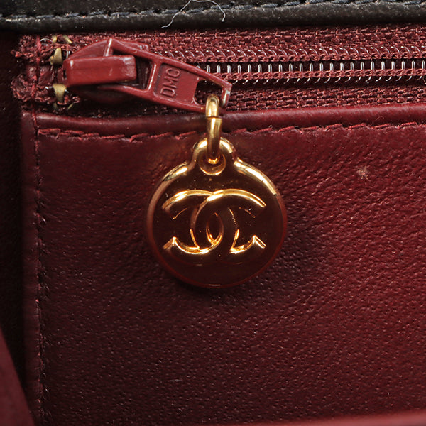 Chanel Around 1998 Made Full Flap Cc Mark Plate Chain Bag Black