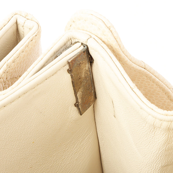 Chanel Around 1997 Made Caviar Skin Turn-Lock Shoulder Bag Ivory