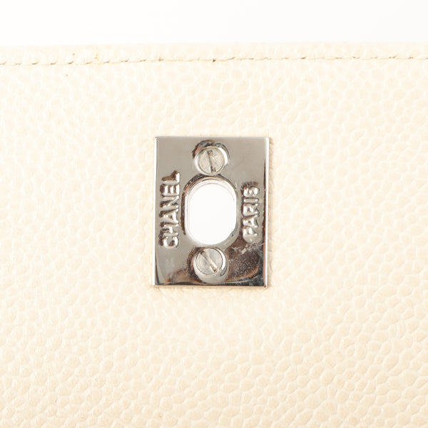 Chanel Around 1997 Made Caviar Skin Turn-Lock Shoulder Bag Ivory