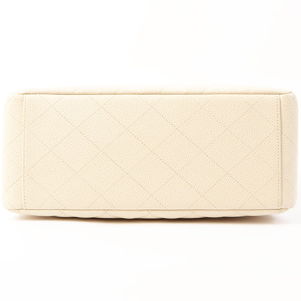 Chanel Around 1997 Made Caviar Skin Turn-Lock Shoulder Bag Ivory