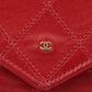 Chanel Around 1990 Made Bicolore Stitch Mini Cc Mark Plate Wallet Red