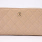 Chanel Long Zippy Wallet in Beige Camelia Matelassé Leather