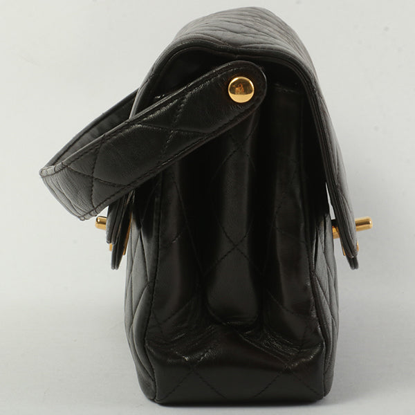 Chanel Around 1997 Made Double Face Classic Flap Handbag Black
