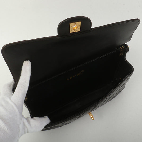 Chanel Around 1997 Made Double Face Classic Flap Handbag Black