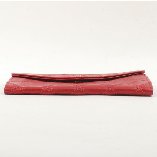 Chanel Around 1990 Made Bicolore Stitch Mini Cc Mark Plate Wallet Red