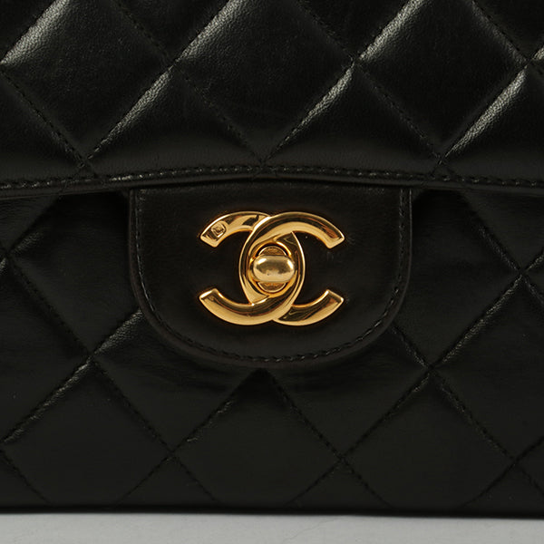 Chanel Around 1997 Made Double Face Classic Flap Handbag Black