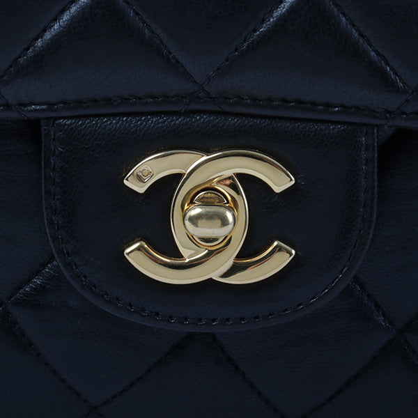 Chanel Around 1997 Made Double Face Classic Flap Handbag Black