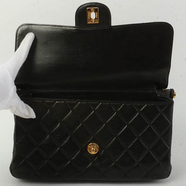Chanel Around 1997 Made Double Face Classic Flap Handbag Black