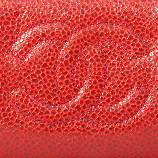 Chanel Around 1995 Made Caviar Skin Mini Pouch Red
