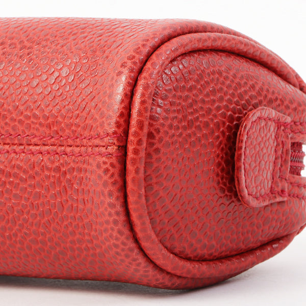 Chanel Around 1995 Made Caviar Skin Mini Pouch Red
