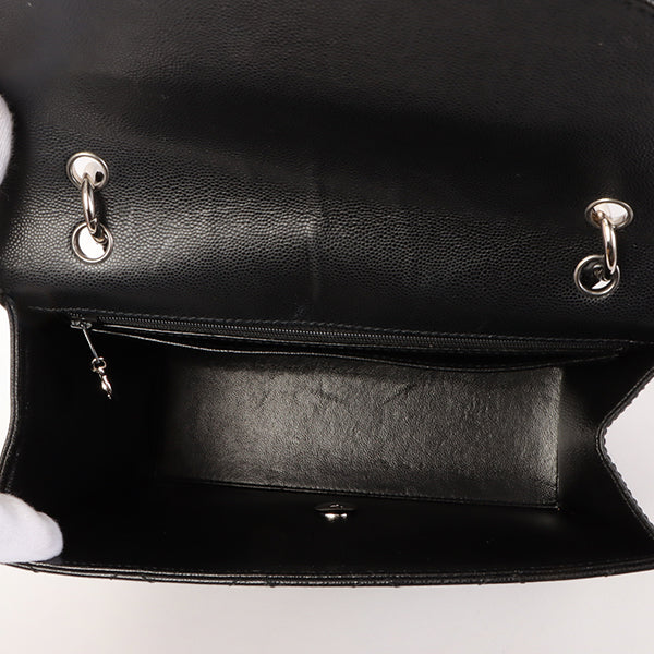 CHANEL Around 1998 Made Soft Caviar Skin Turn-Lock Top Handle Bag Black