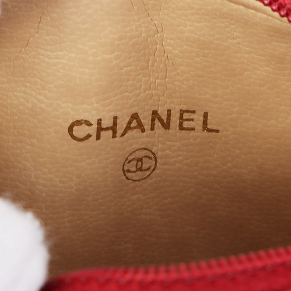 Chanel Around 1995 Made Caviar Skin Mini Pouch Red