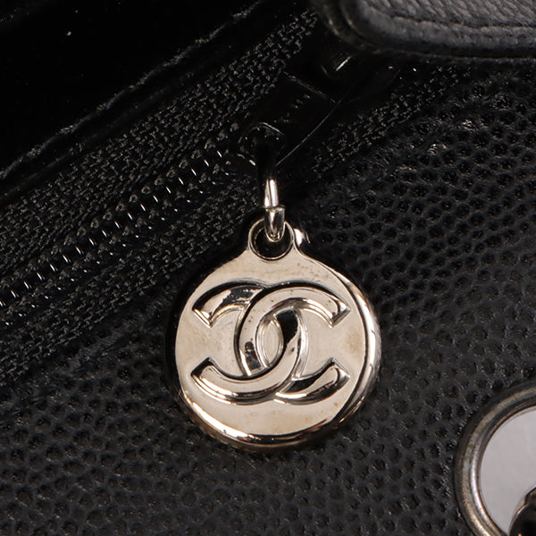 CHANEL Around 1998 Made Soft Caviar Skin Turn-Lock Top Handle Bag Black