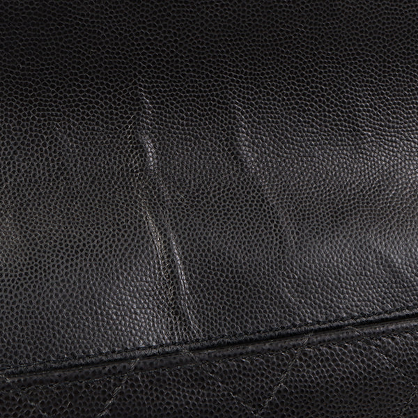 CHANEL Around 1998 Made Soft Caviar Skin Turn-Lock Top Handle Bag Black