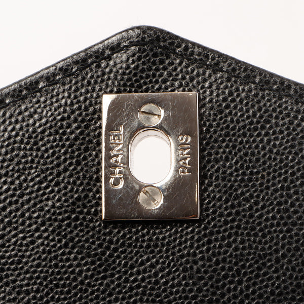 CHANEL Around 1998 Made Soft Caviar Skin Turn-Lock Top Handle Bag Black